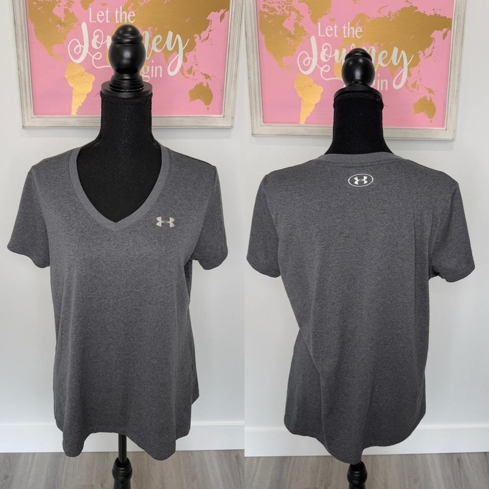 Under Armour Loose Gray Women's V-Neck Tee (L)